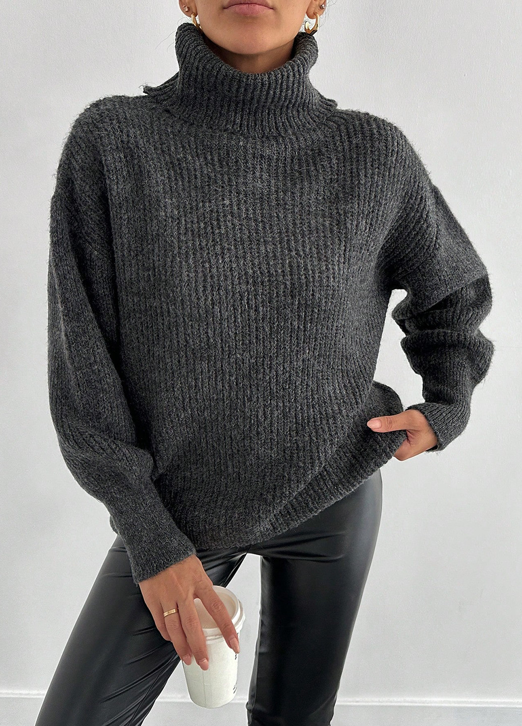 Темно-серый демисезонный свитер SHEIN