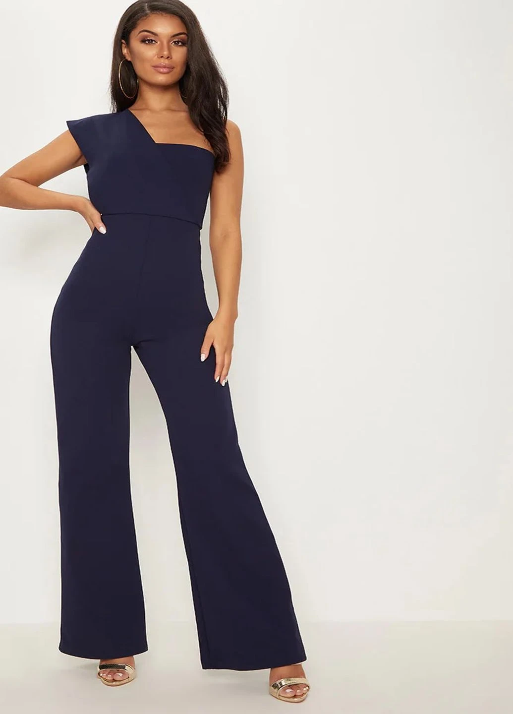 Комбінезон PrettyLittleThing однотонний темно-синій кежуал
