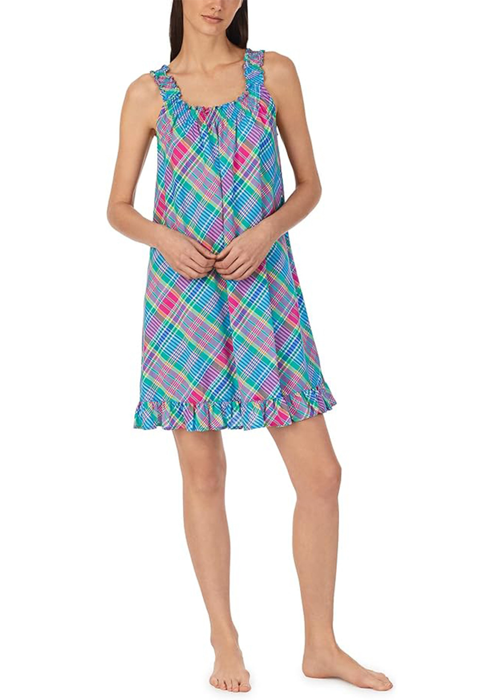 Синее домашнее платье а-силуэт Ralph Lauren с геометрическим узором