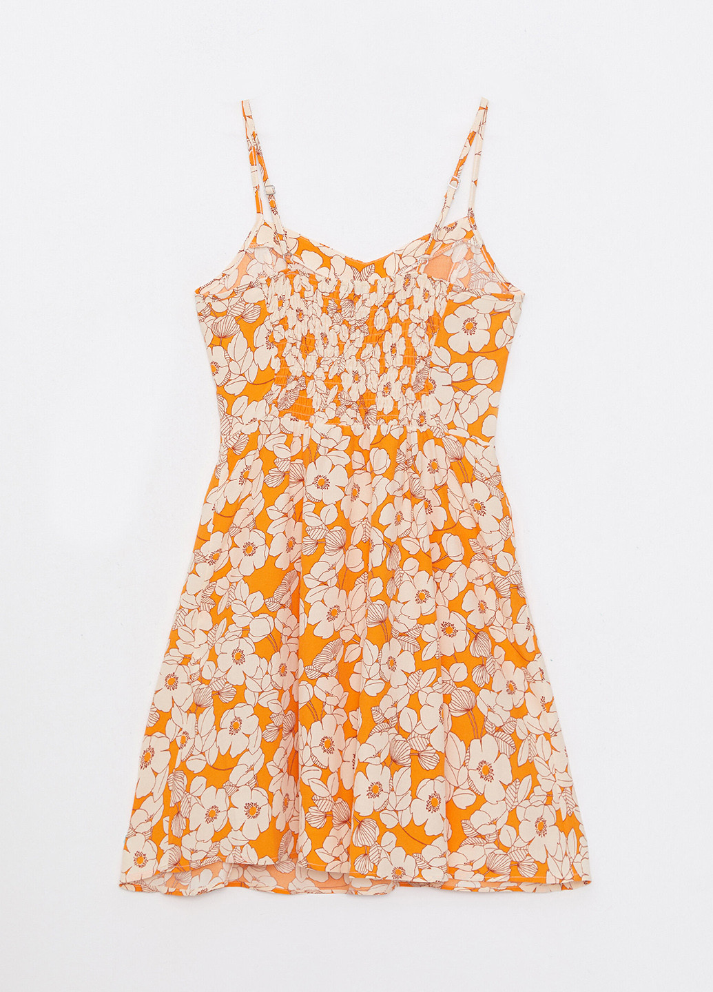 Оранжевое кэжуал платье клеш LC Waikiki с цветочным принтом