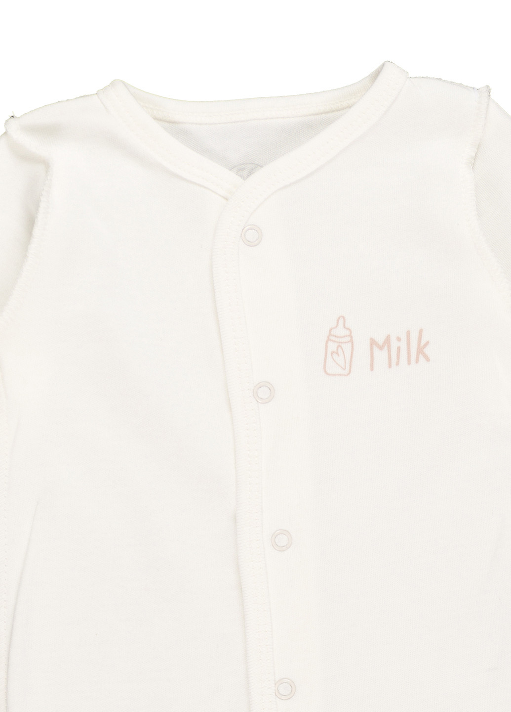 Чоловічок для новонароджених з натурального полотна Фламинго Текстиль однотонний молочний домашній бавовна