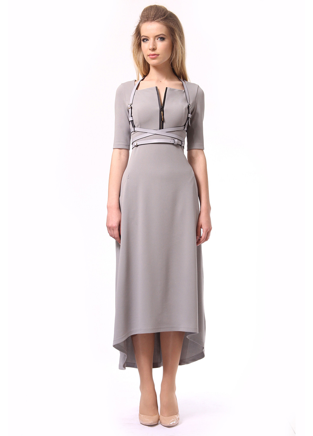 Світло-сіра кежуал сукня, сукня в стилі армпір Lada Lucci однотонна