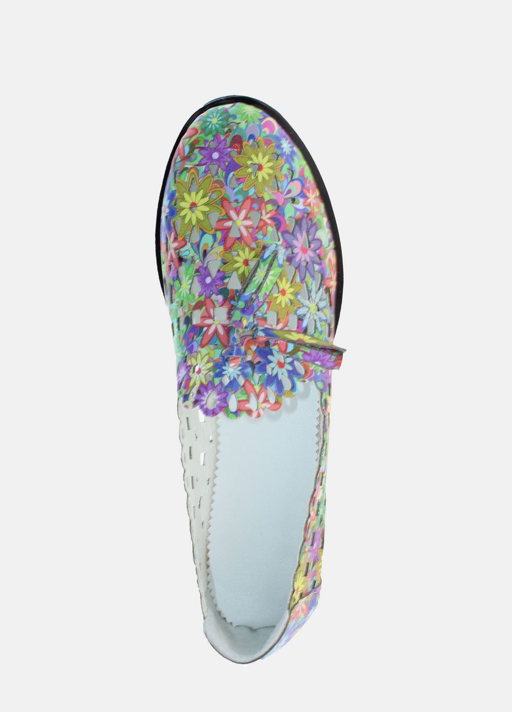 Жіночі балетки rv235-1 кольорові Violetti | комбіновані квіткові натуральна шкіра (317432371)