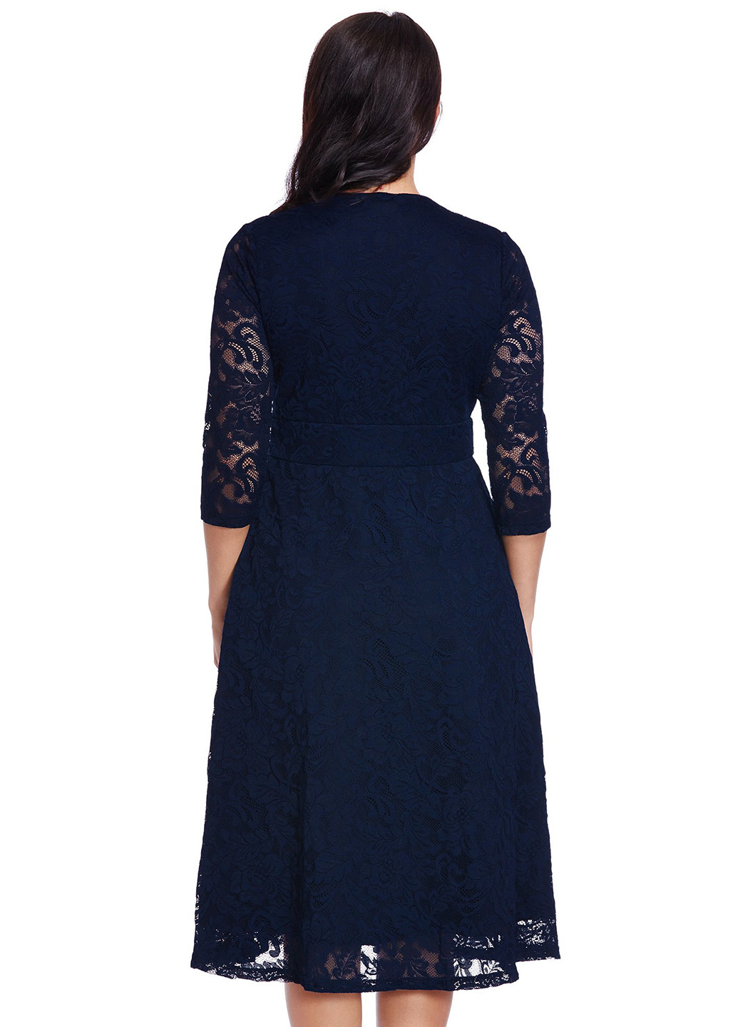 Темно-синее коктейльное платье на запах, клеш LOOKBOOK STORE однотонное