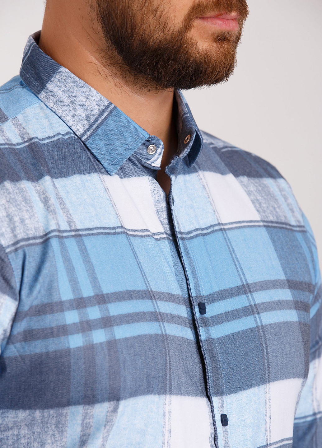 Серо-голубой кэжуал рубашка в клетку Trend Collection