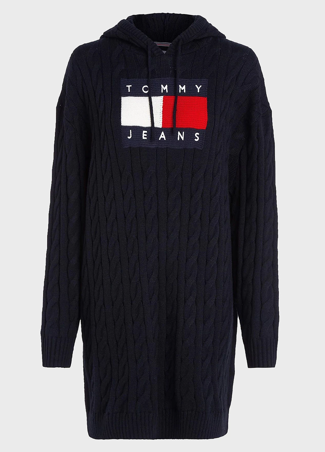 Черное кэжуал платье платье-свитер Tommy Jeans с логотипом