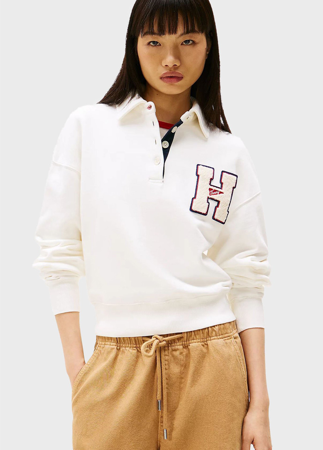 Білий світшот Tommy Jeans однотонний аплікація (347228218)