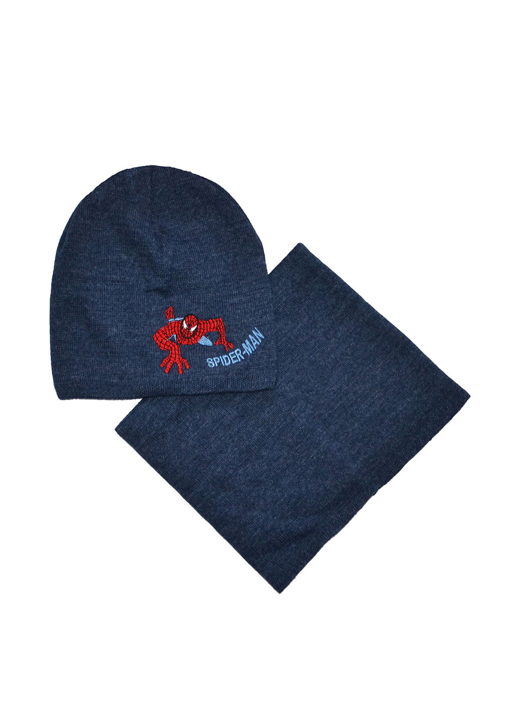 Темно-синий демисезонный комплект (шапка, шарф-снуд) Kraft