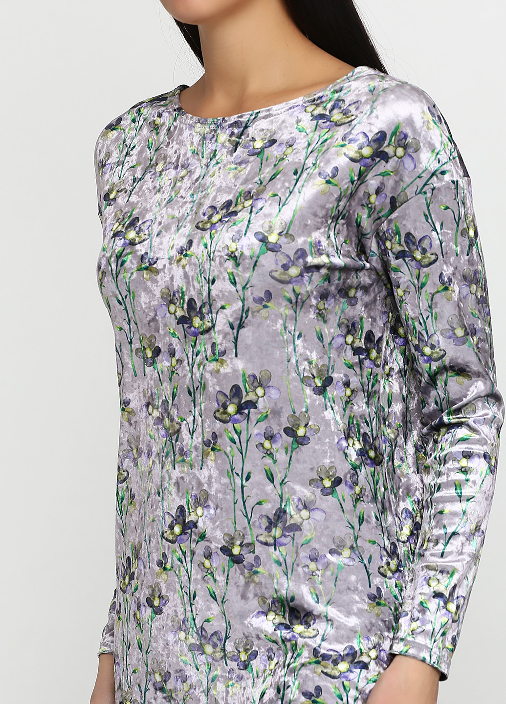 Светло-серое кэжуал платье Charme de Paris с цветочным принтом