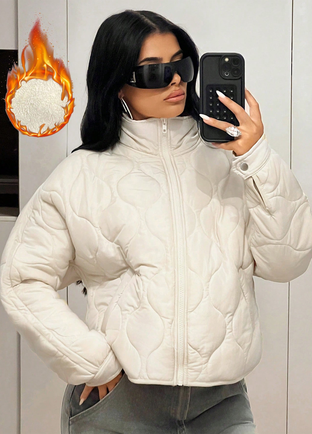 Кремова зимня куртка SHEIN