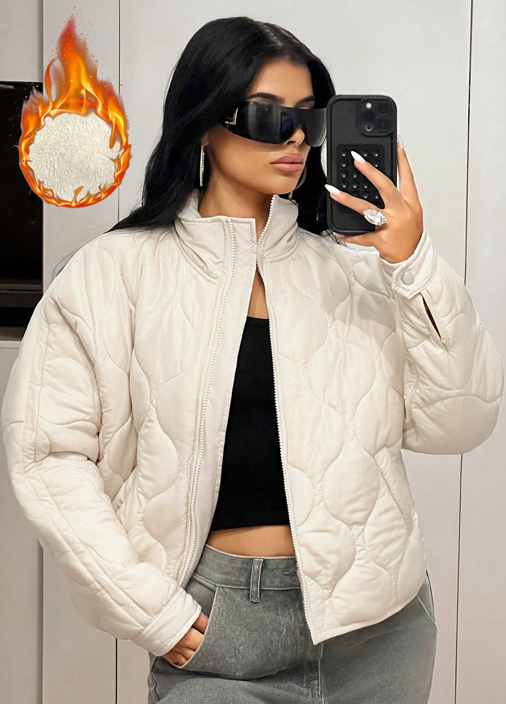 Кремова зимня куртка SHEIN