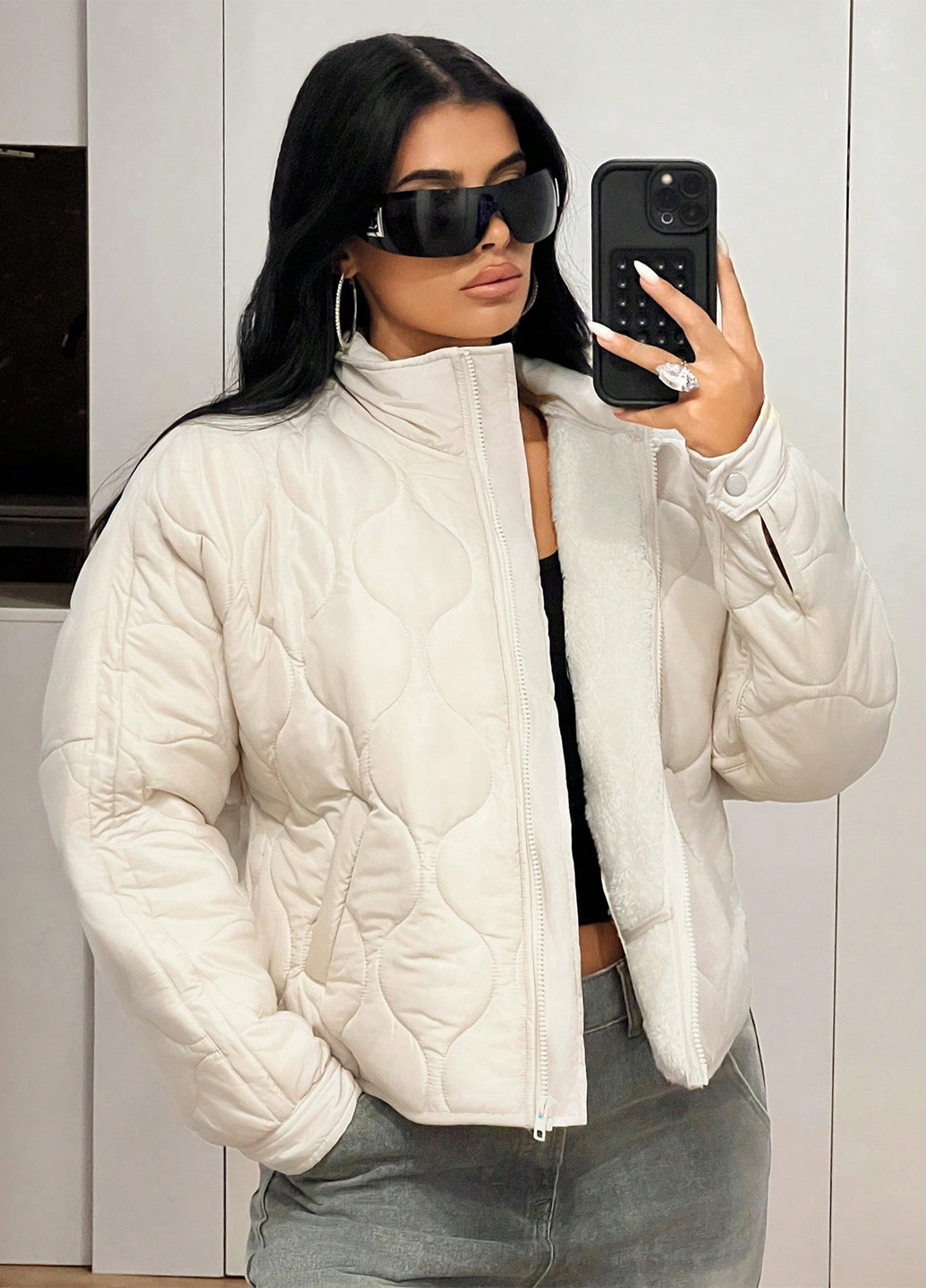 Кремова зимня куртка SHEIN