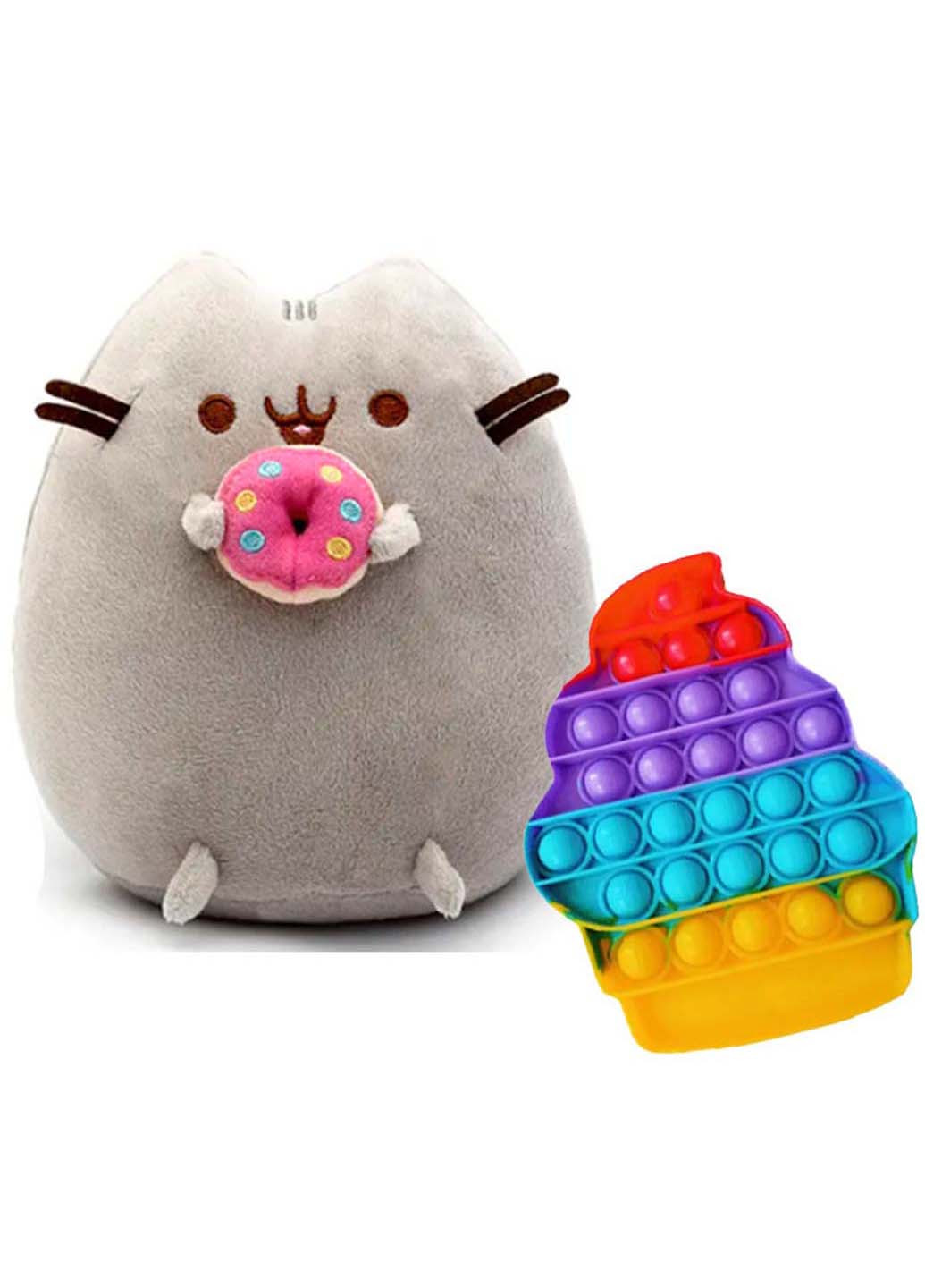 М'яка іграшка кіт з Пончиком та Pop it морозиво Пушин кет 18 х 15 см S&T (256544085)