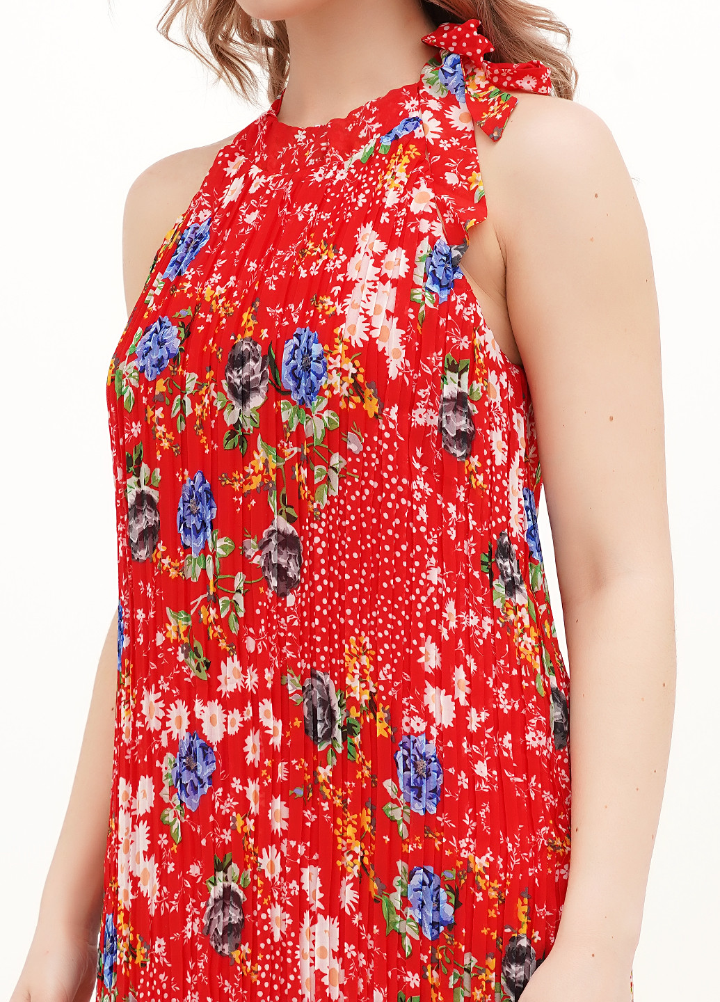 Червона кежуал сукня плісована Vicolo з квітковим принтом