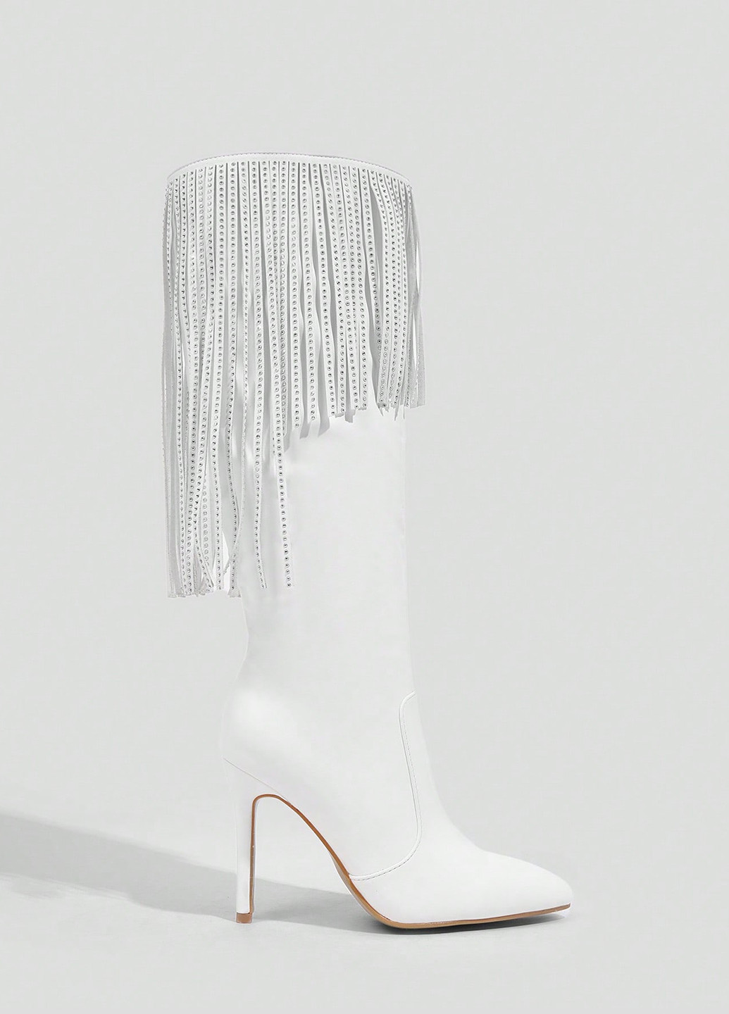 Осенние сапоги SHEIN со стразами, с бахромой