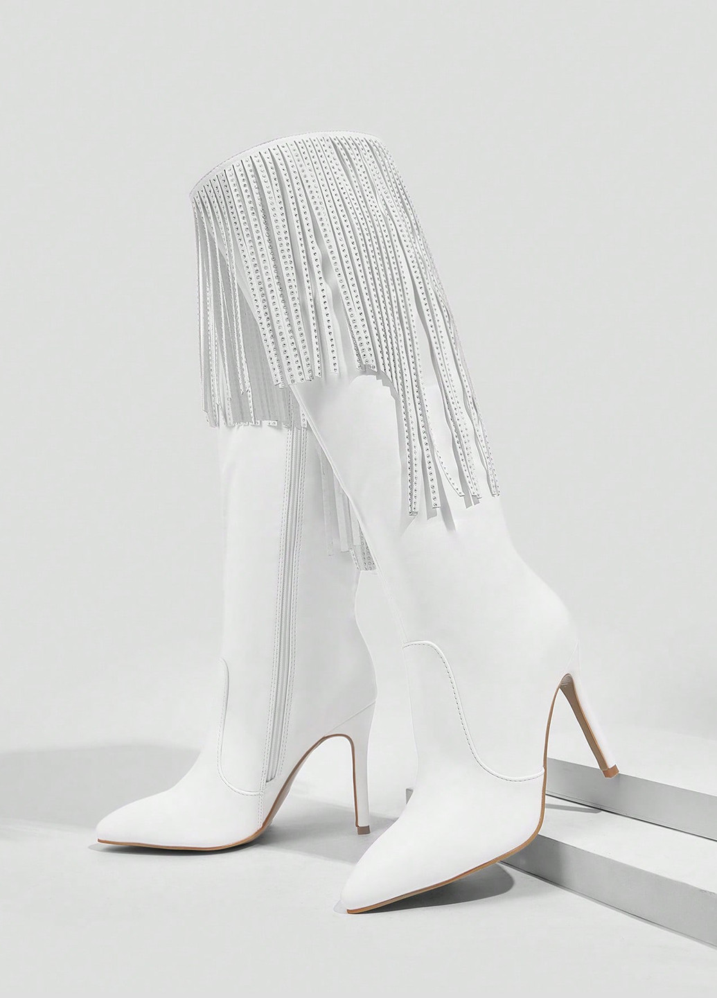 Осенние сапоги SHEIN со стразами, с бахромой