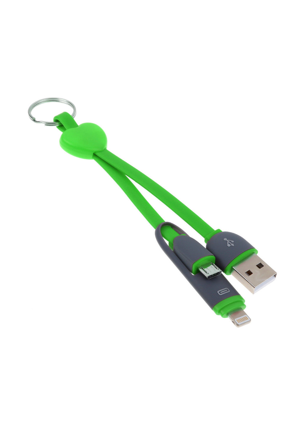 Кабель-брелок USB key Green, 2 в 1 - Lightning, Micro USB, 25 см XoKo sc-201 (132572862)