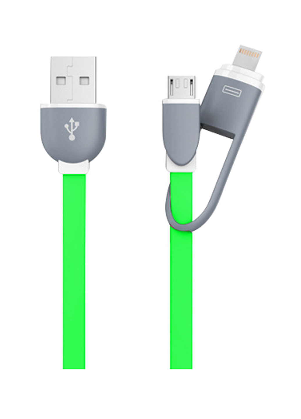 Кабель-брелок USB key Green, 2 в 1 - Lightning, Micro USB, 25 см XoKo sc-201 (132572862)
