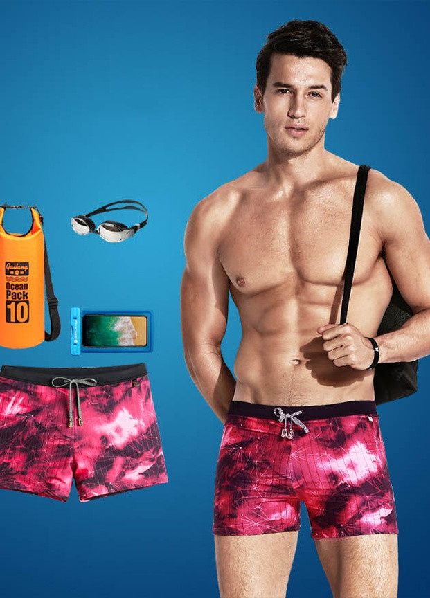 Мужские красные пляжные красные плавки Gailang