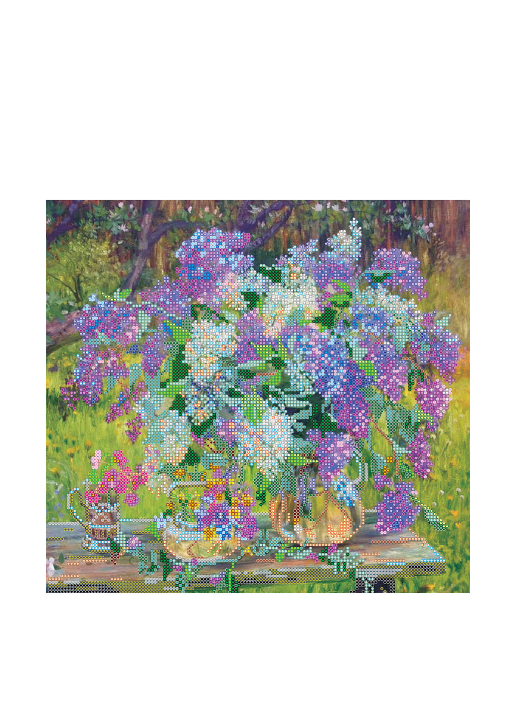 Схема для вышивки бисером на натуральном художественном холсте Сирень в саду, 30х30 см Abris Art (286214452)