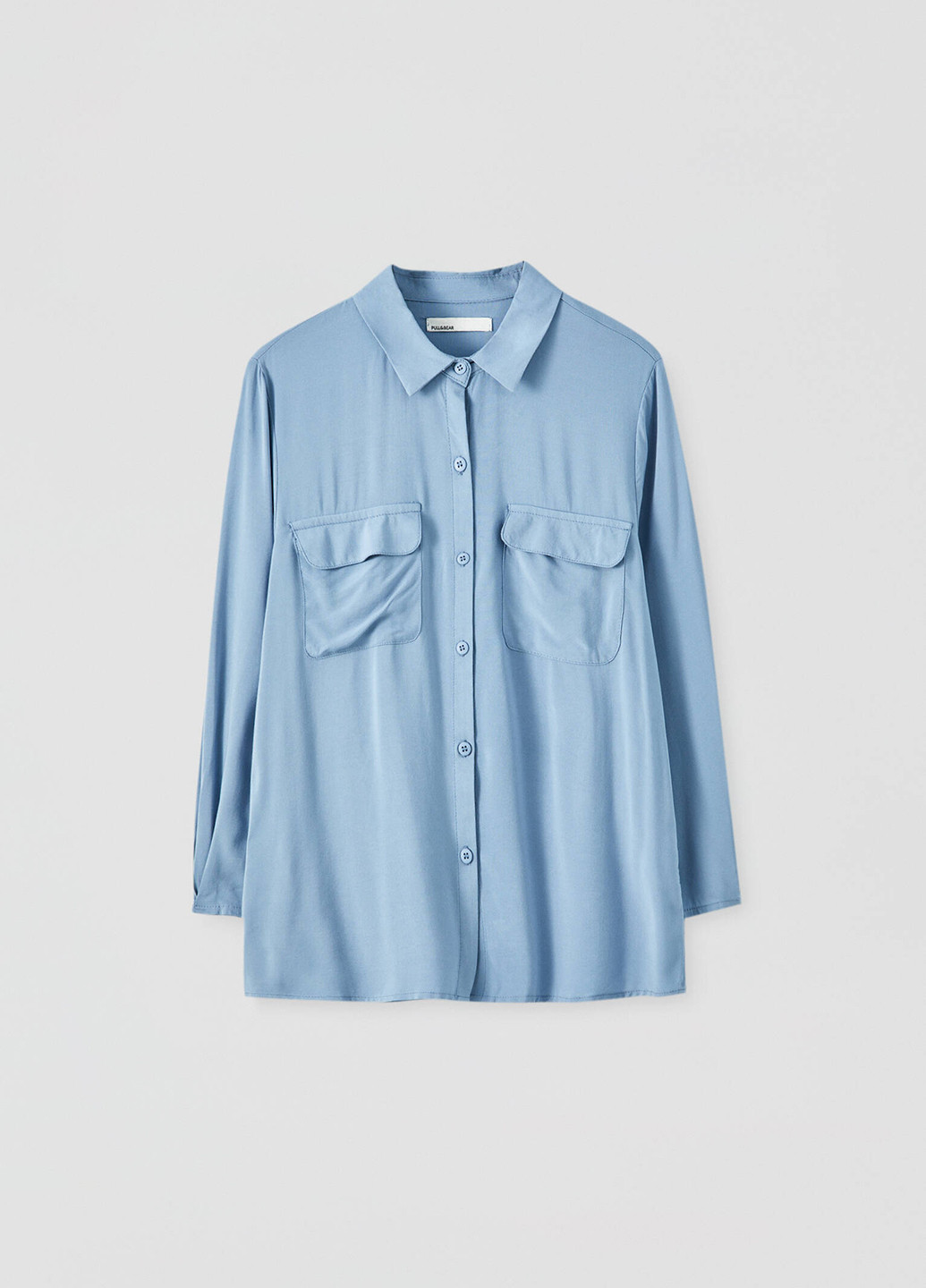 Голубой кэжуал рубашка однотонная Pull & Bear
