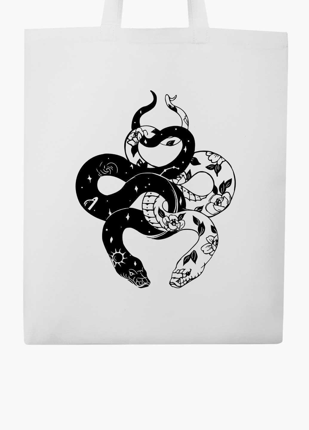 Эко сумка шоппер белая Инь Янь Змеи (Yin Yang Snake) (9227-2850-WT2) Еко сумка шоппер біла 41*35 см MobiPrint (221683040)