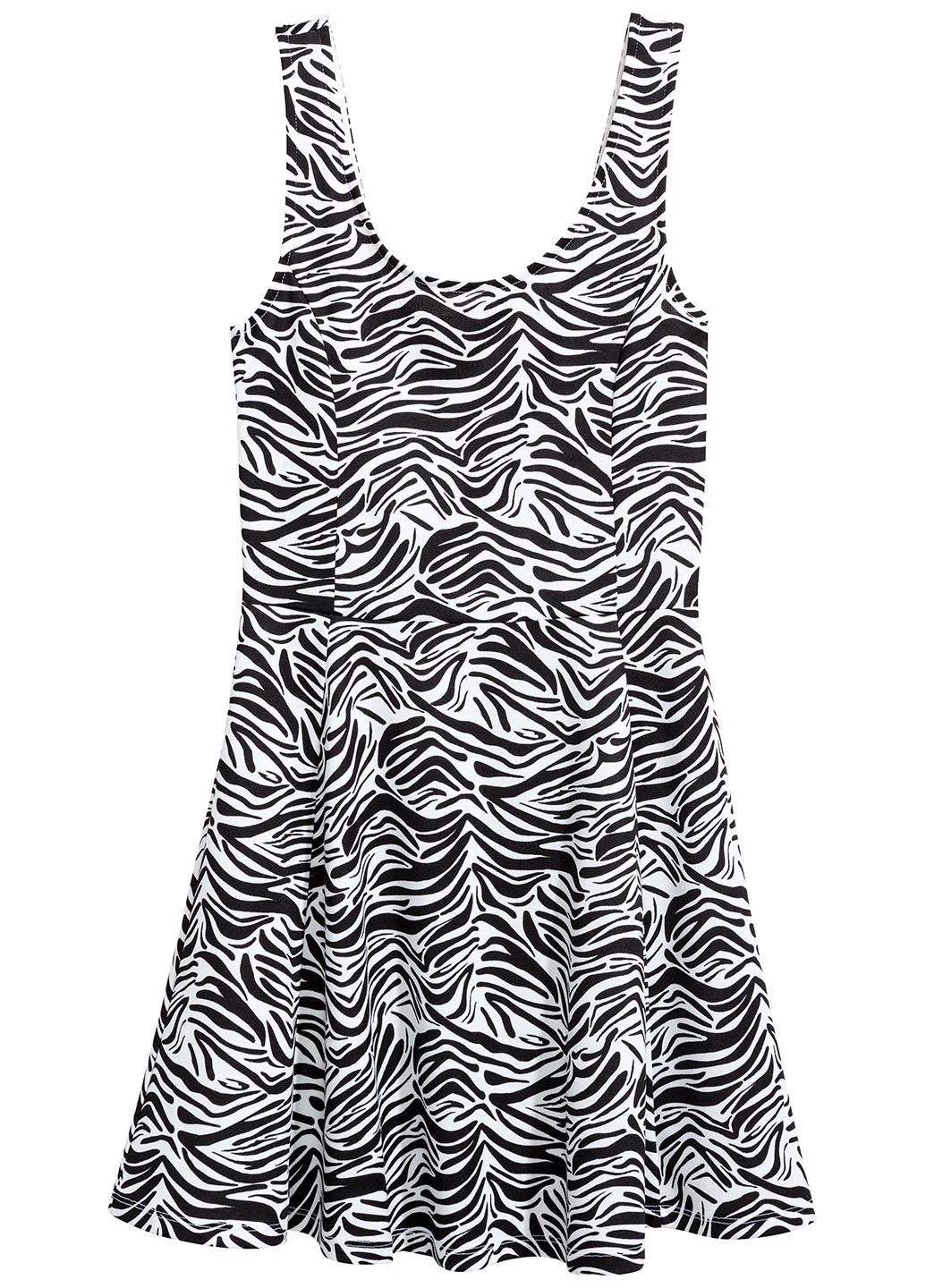 Черно-белое кэжуал платье платье-майка H&M с животным (анималистичным) принтом