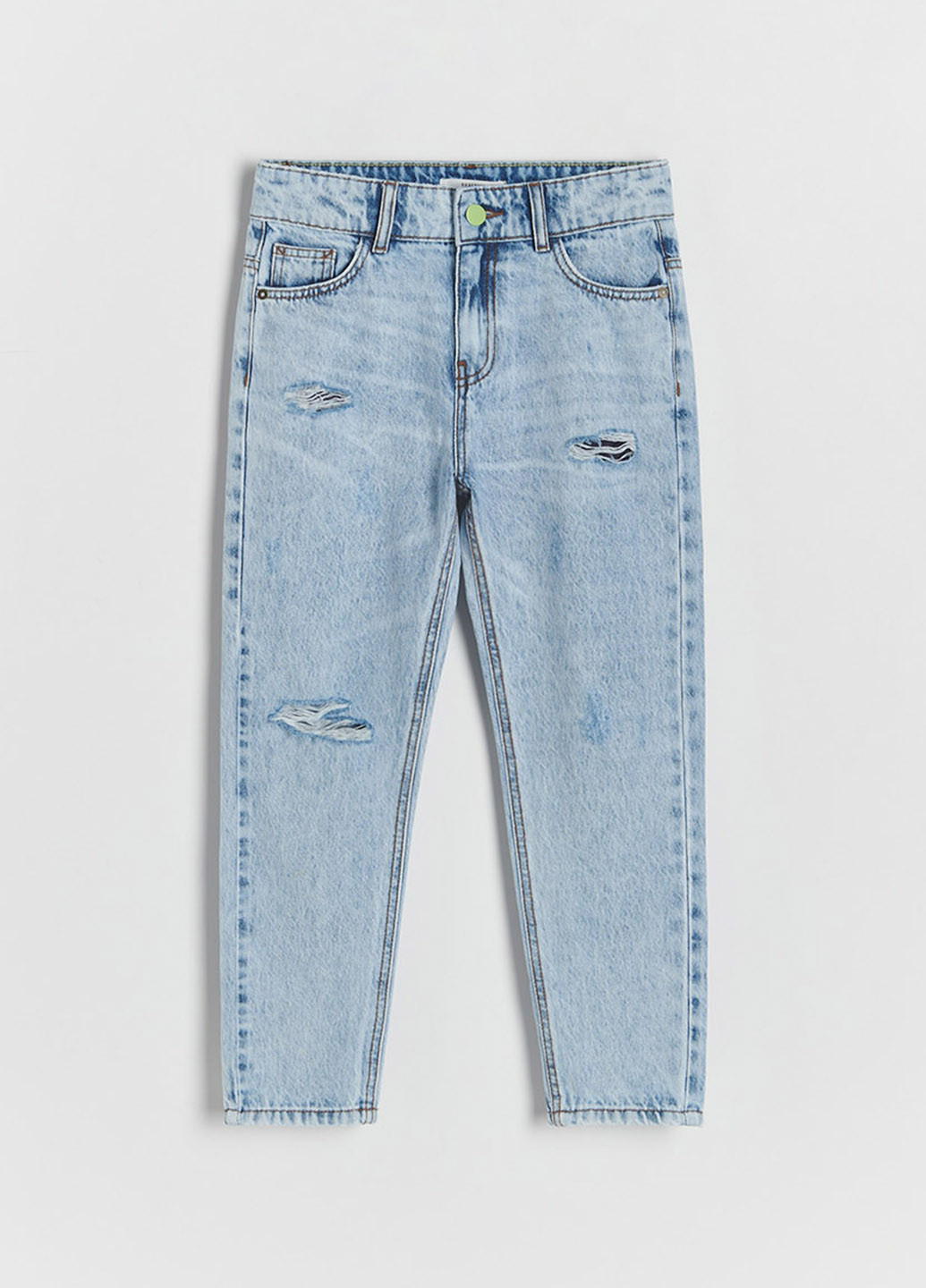 Светло-голубые демисезонные каррот фит джинсы Reserved