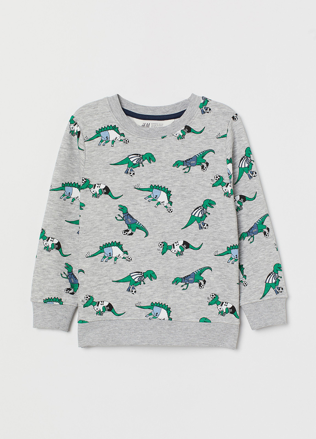 H&M свитшот динозавр серый кэжуал хлопок, трикотаж