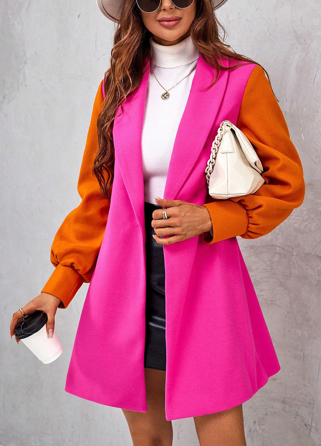 Комбіноване демісезонне Пальто однобортне SHEIN