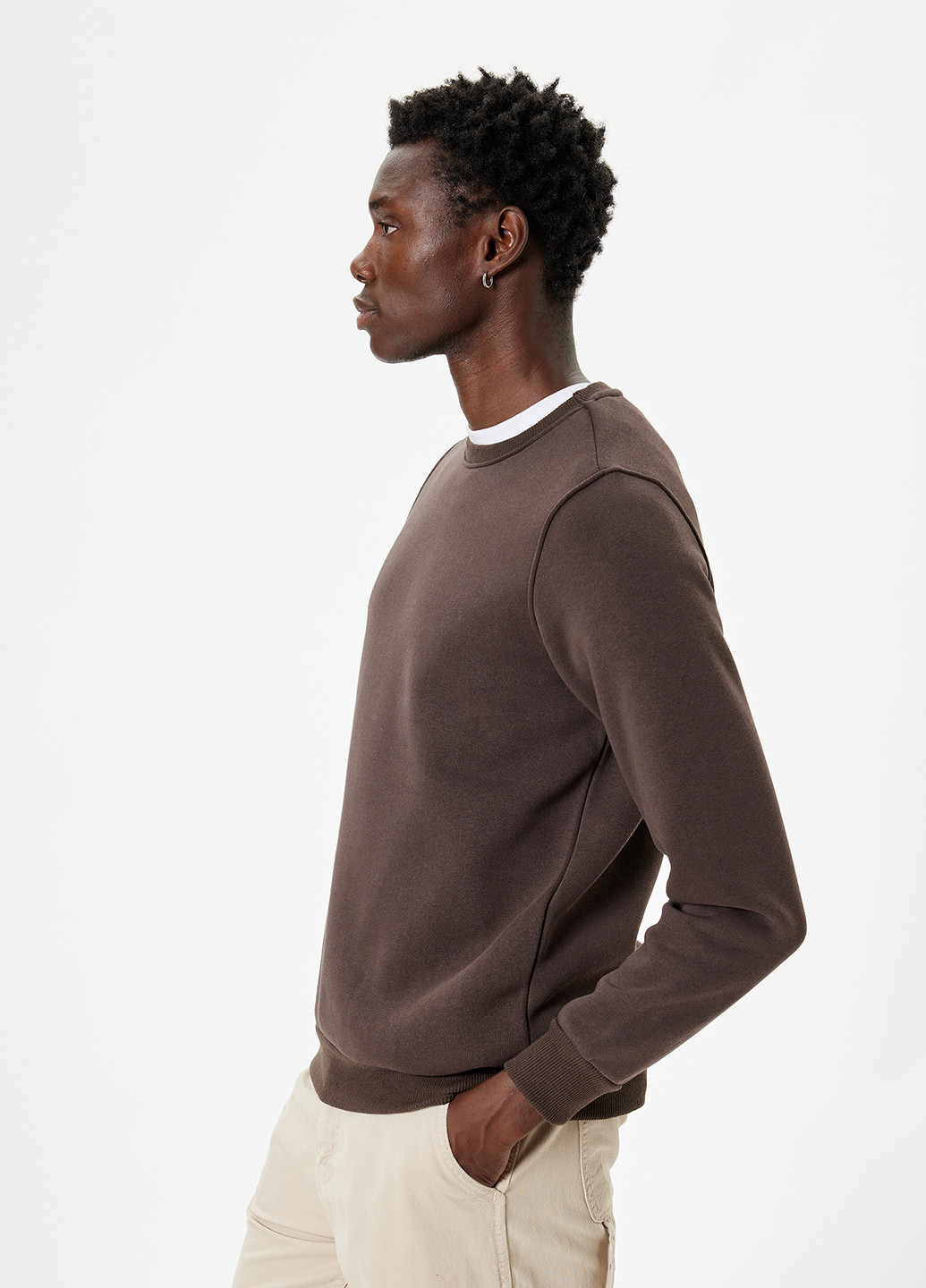 Темно-коричневий світшот KOTON однотонний без декору (362289130)