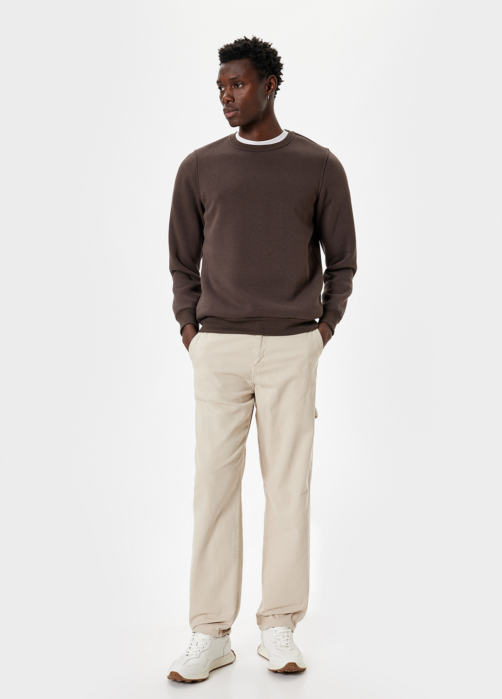 Темно-коричневий світшот KOTON однотонний без декору (362289130)