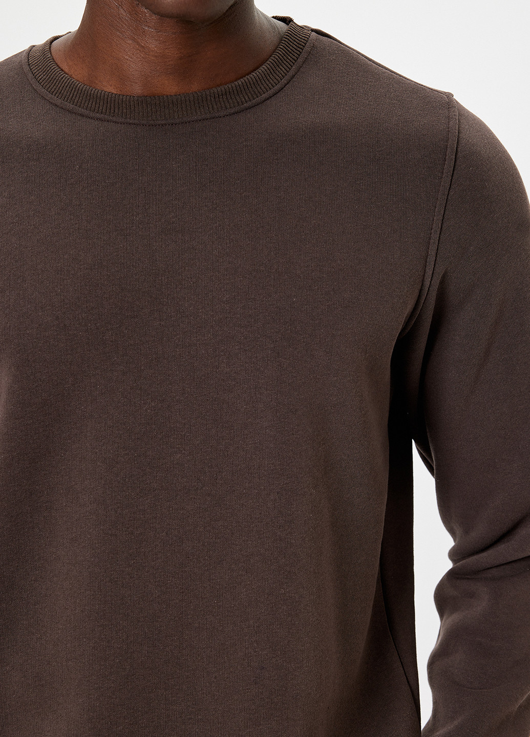 Темно-коричневий світшот KOTON однотонний без декору (362289130)