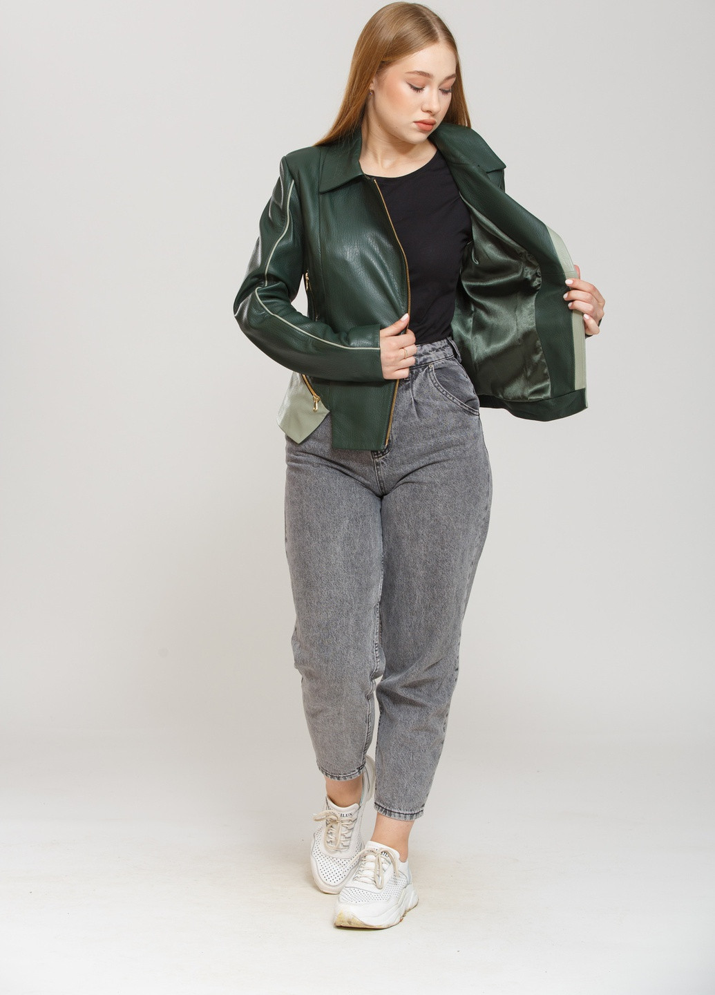 Зеленая демисезонная куртка зеленый + оливковый Sacha Pacha