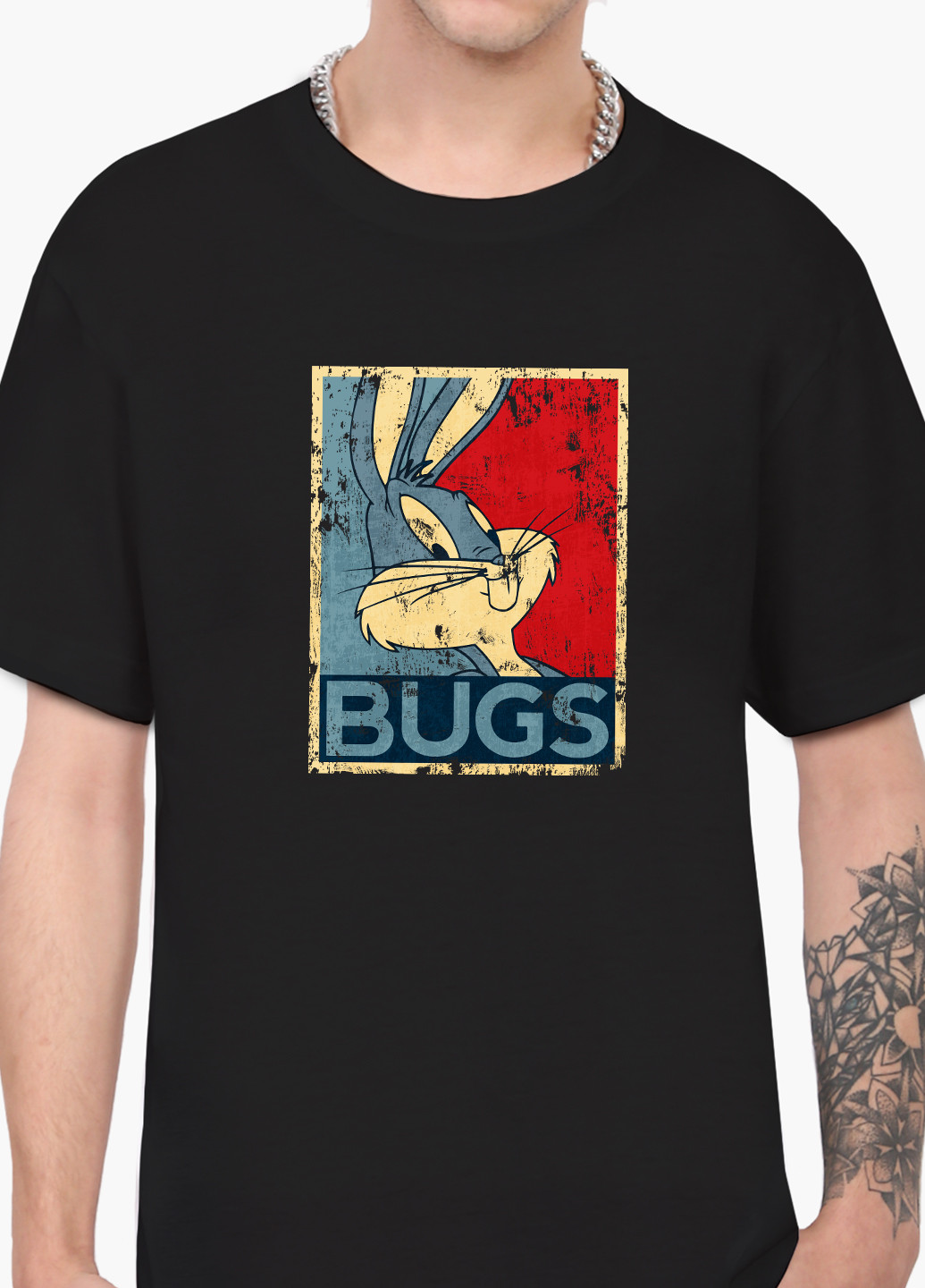 Чорна футболка чоловіча багз банні луні тюнз (bugs bunny looney tunes) (9223-2879-1) xxl MobiPrint