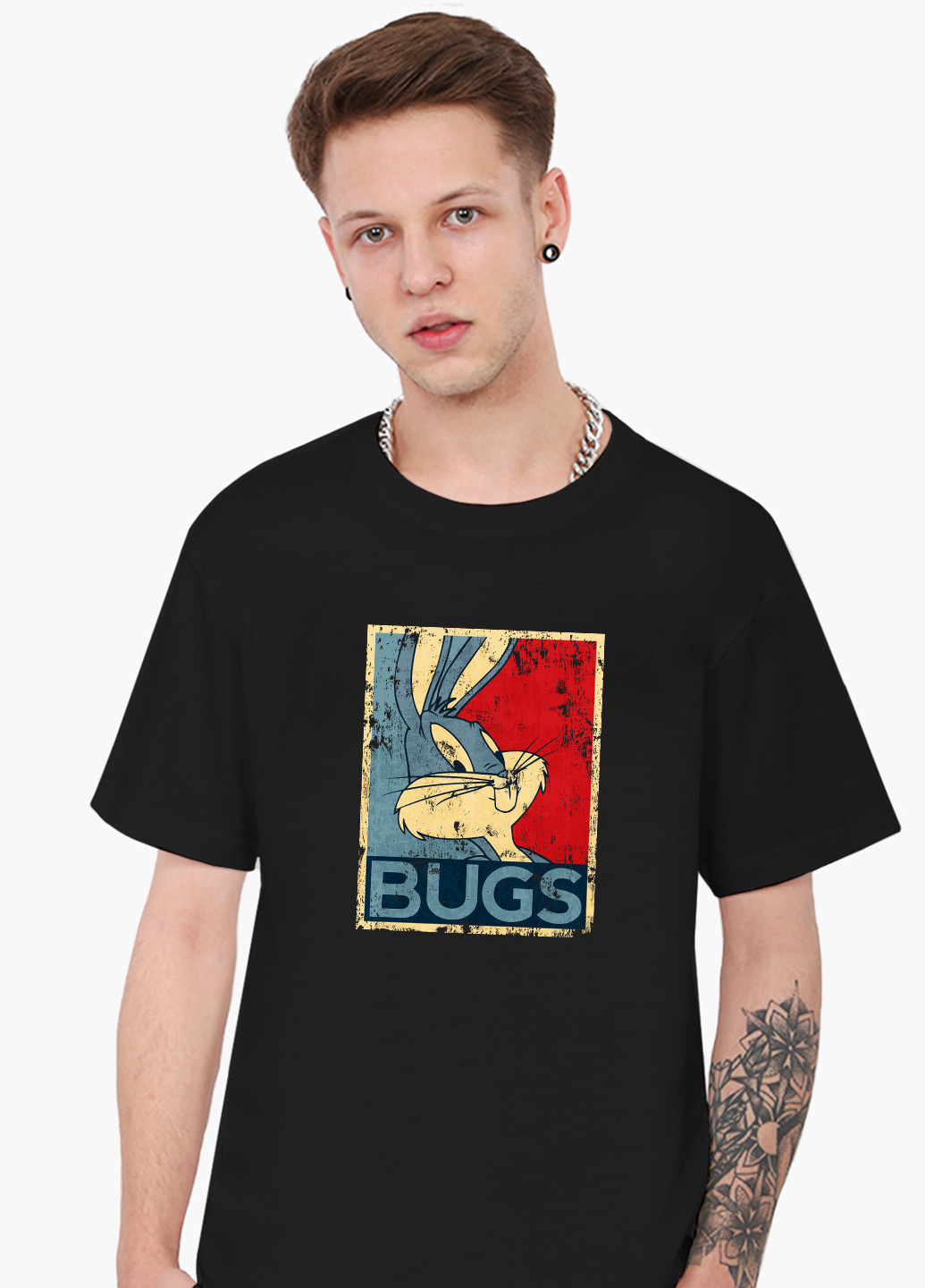 Черная футболка мужская багз банни луни тюнз (bugs bunny looney tunes) (9223-2879-1) xxl MobiPrint