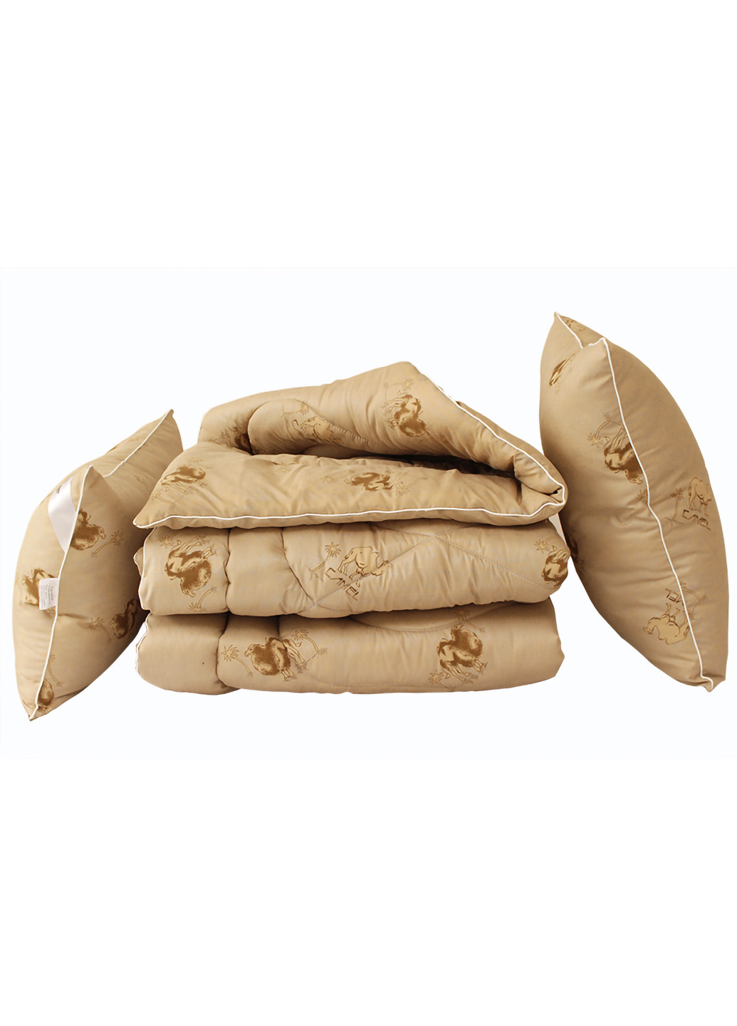 Комплект одеяло лебяжий пух Camel евро + 2 подушки 50х70 см Tag (254805684)