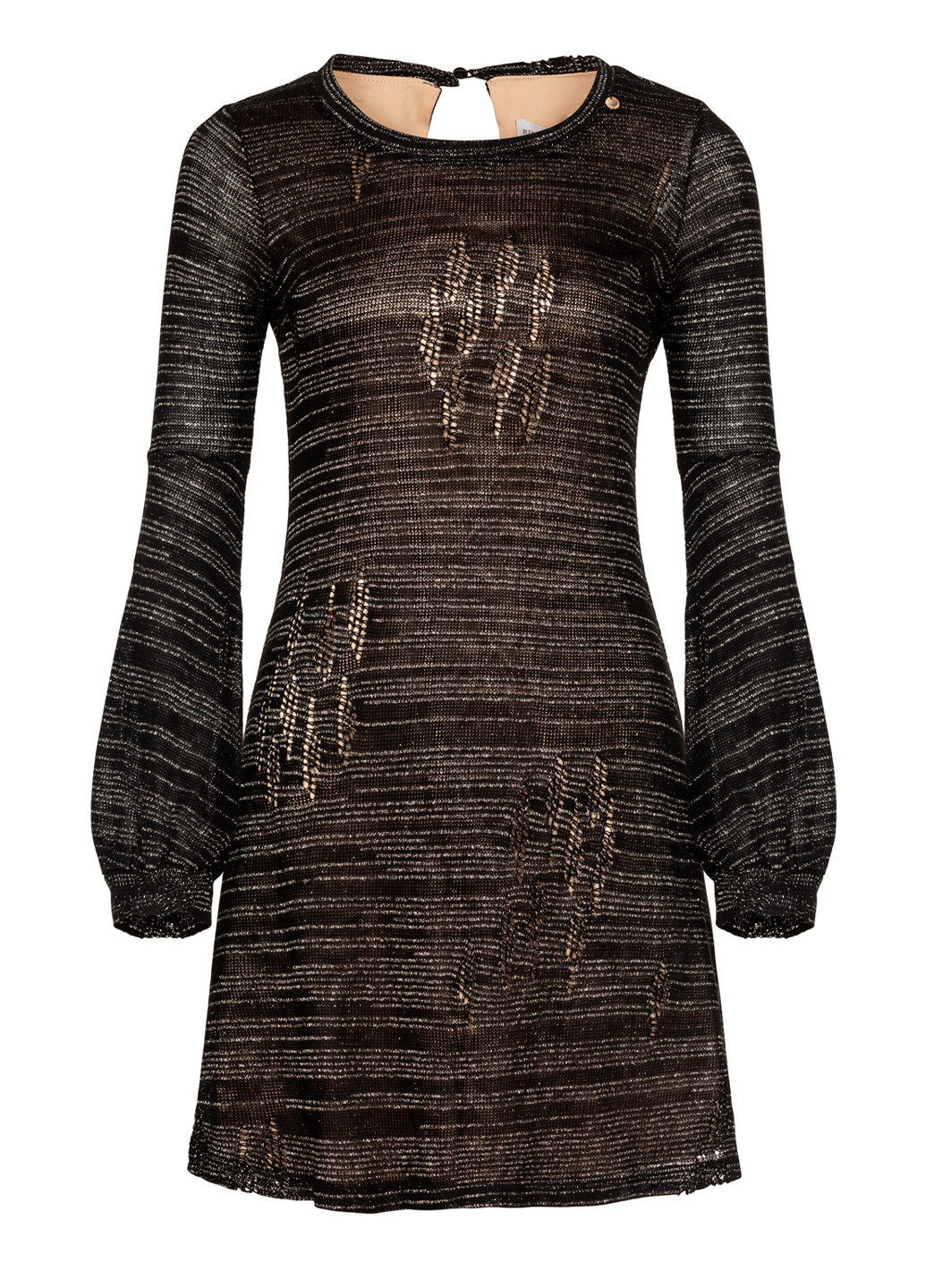 Чорна повсякденний жіноча міні сукня з довгими рукавами кльош, а-силует Rinascimento однотонна