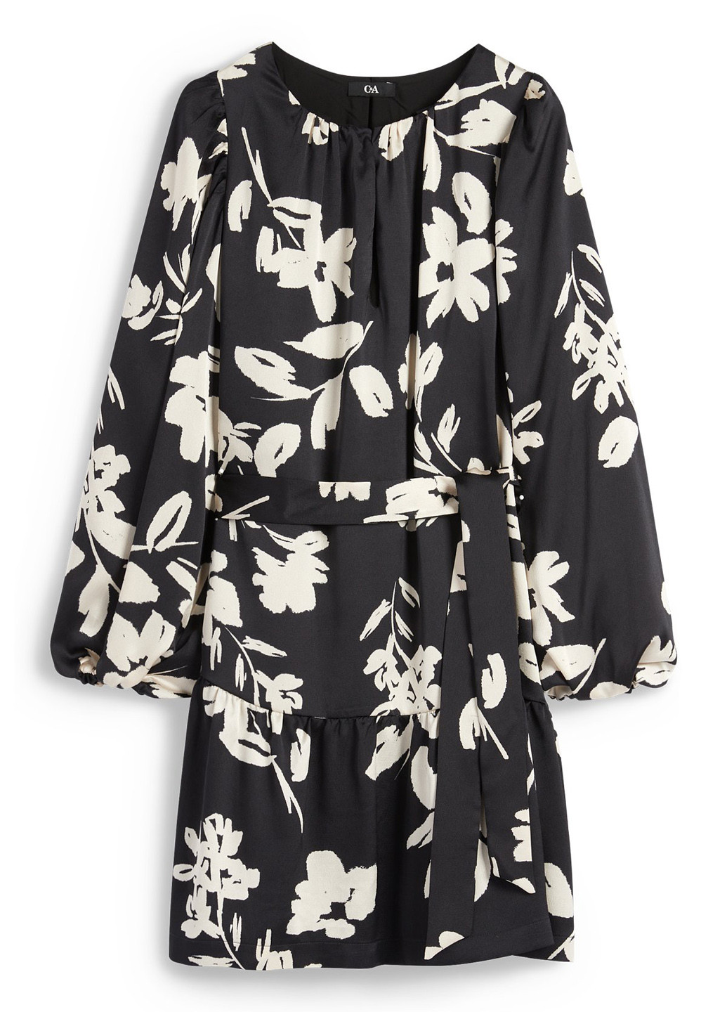 Чорна кежуал сукня а-силует C&A з квітковим принтом