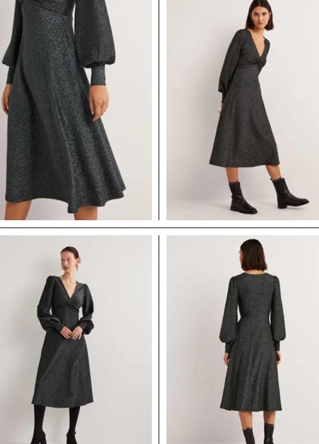 Черное кэжуал, коктейльное платье клеш Boden с узором «перец с солью»