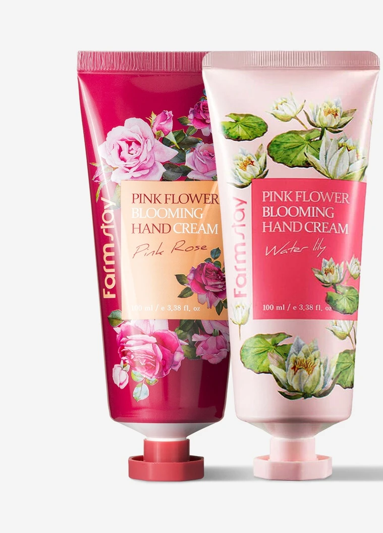FarmStay Набор кремов для рук Pink Flower Blooming Hand Cream Водяная Лилия и Роза 2 шт х 100 г — Крем, Южная Корея (248673560)