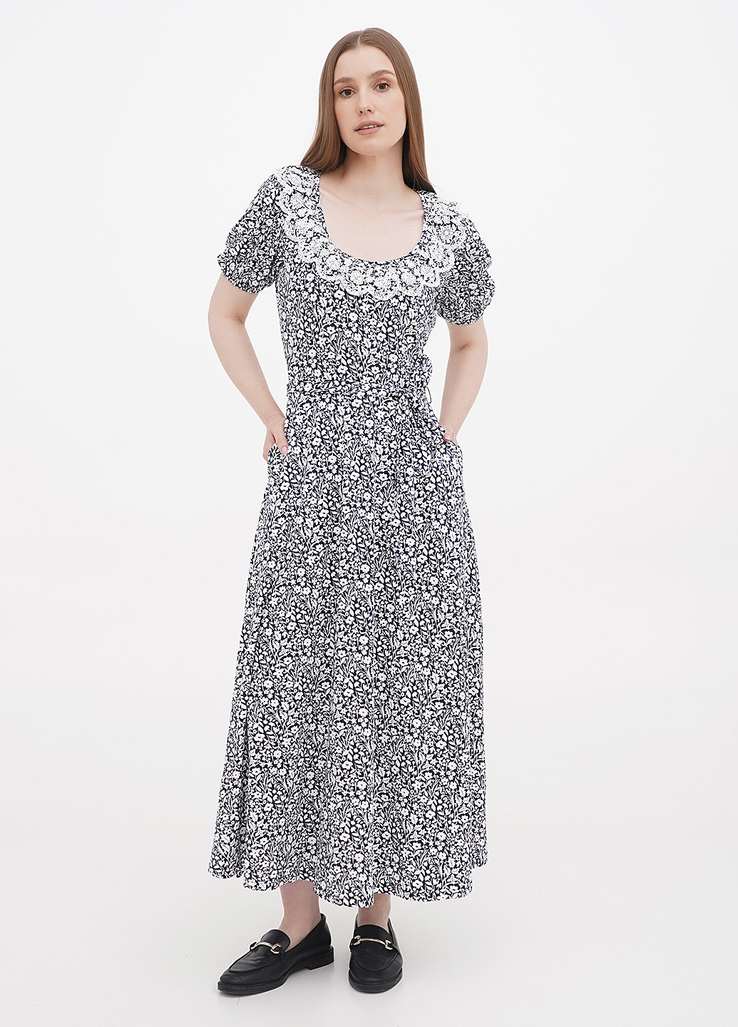 Чорна кежуал сукня кльош Boden з квітковим принтом