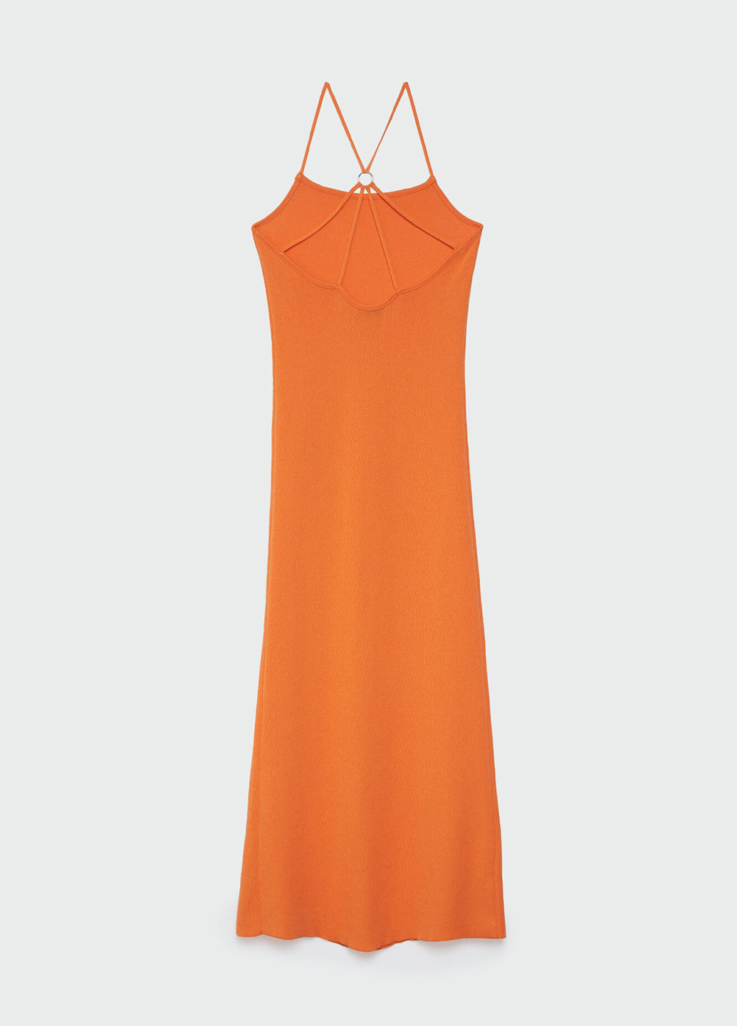 Оранжевое кэжуал платье с открытой спиной Stradivarius однотонное