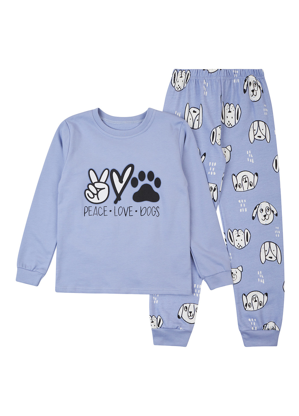 Голубая зимняя пижама (лонгслив, брюки) Фламинго