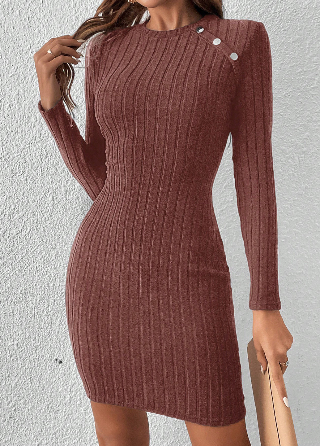 Теракотова кежуал сукня сукня светр SHEIN однотонна