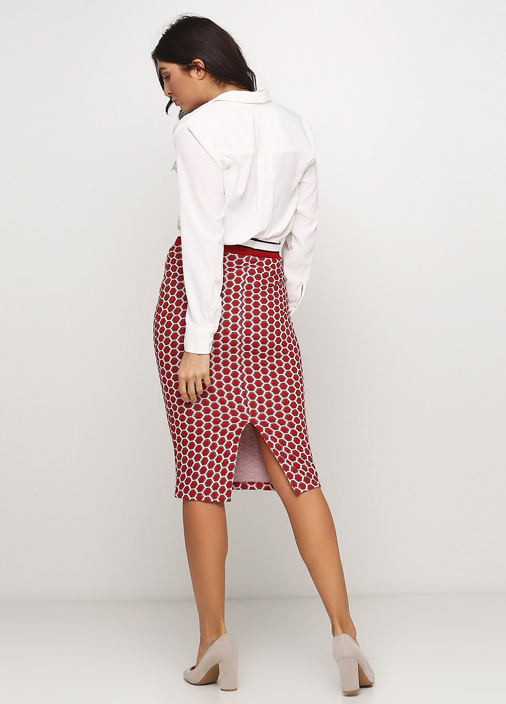 Красная кэжуал с геометрическим узором юбка H&M карандаш