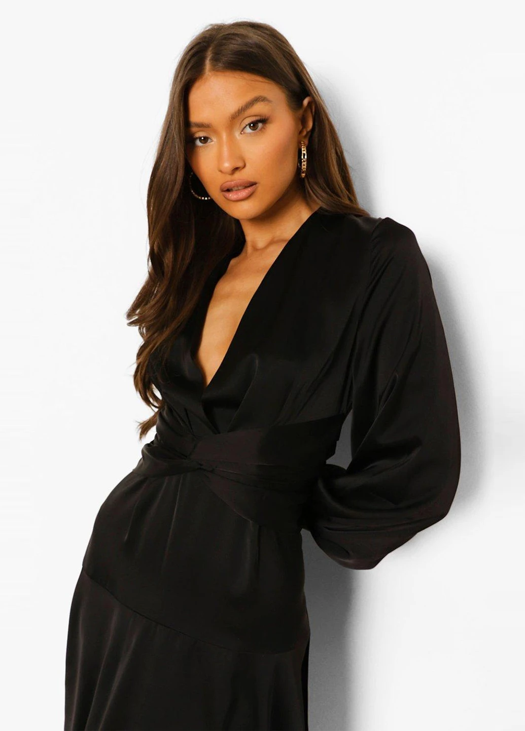 Черное кэжуал платье клеш Boohoo однотонное