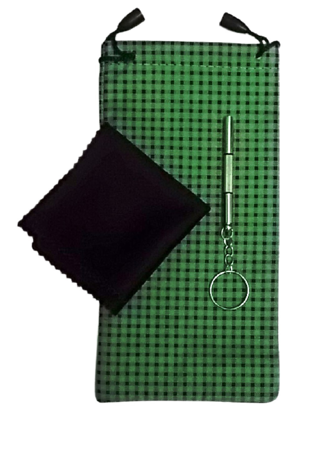 Набор для ухода за очками A&Co. мешочек клетка зелёный текстиль