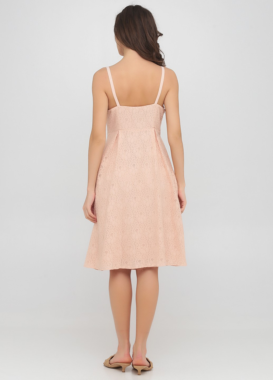 Светло-розовое кэжуал платье с открытой спиной, клеш Only однотонное