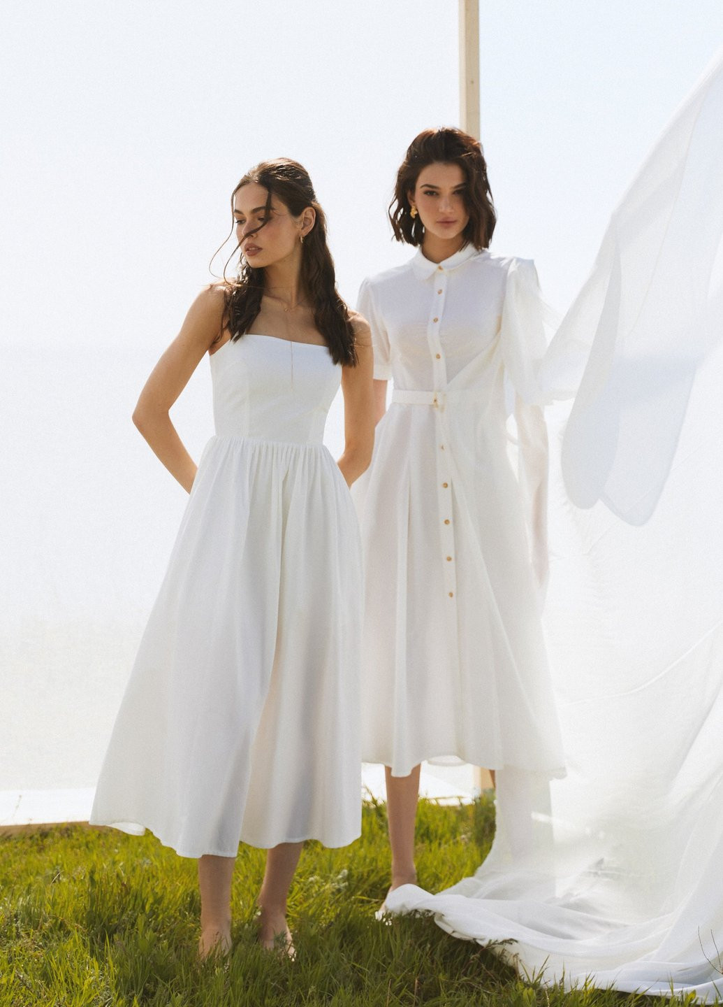 Молочное кэжуал платье рубашка Gepur однотонное